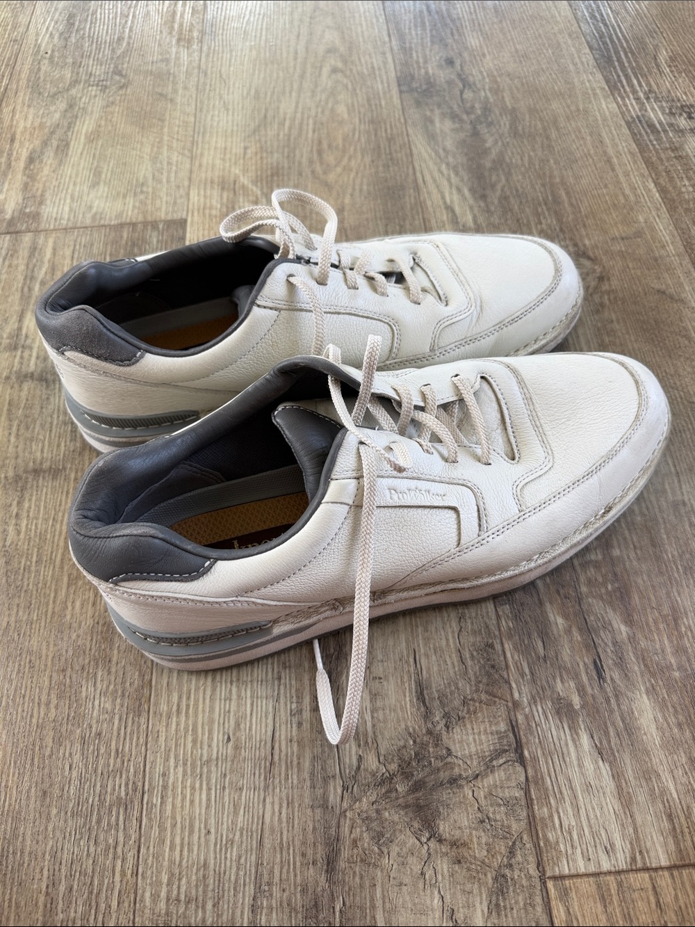 Rockport Men's Leather Sneakers in Cream and Gray Trim